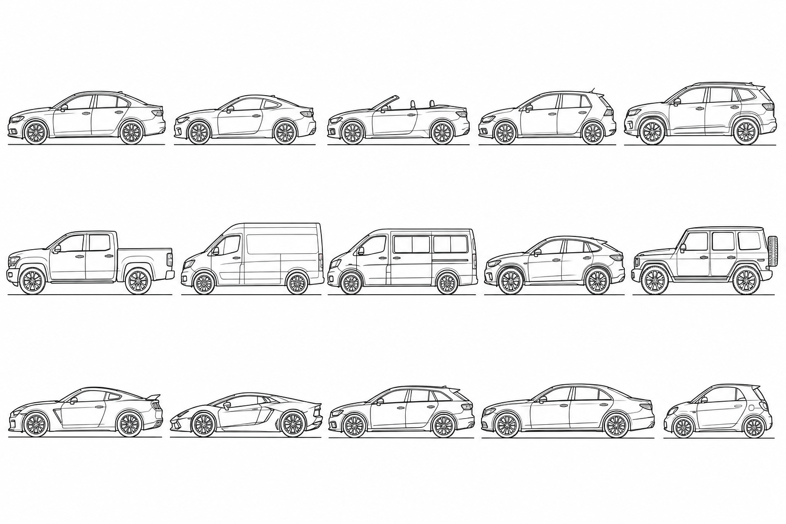 Vehicle body type outline reference sheet
