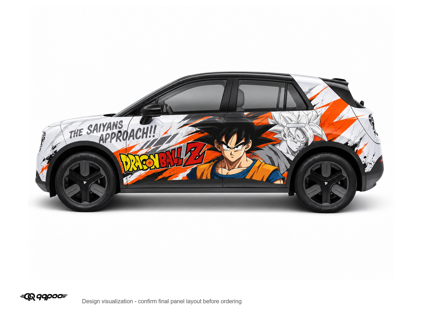 AW-191 Goku wrap: left-side design visualization on a white background.